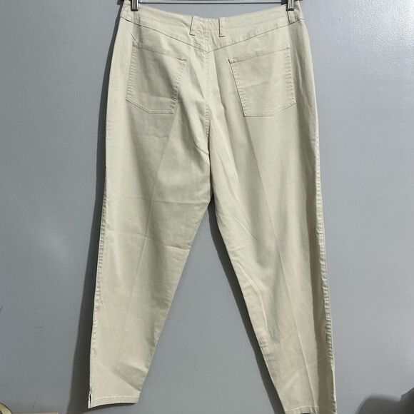 TALBOTS Women's cream White Stretch cropped pants Size 14 - Picture 3 of 7
